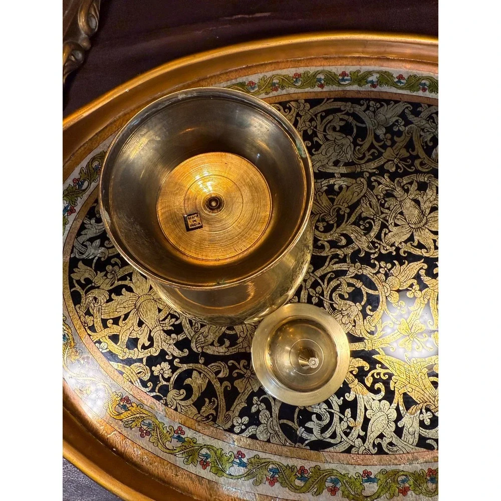 Vintage Brass Jar with‎ Lid: Mid-Century Urn-Style Vessel, Made in India